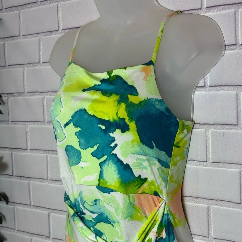 Haute Monde Green and Blue Maxi Dress/size S